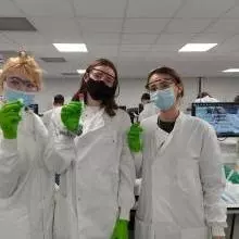 3 students in lab